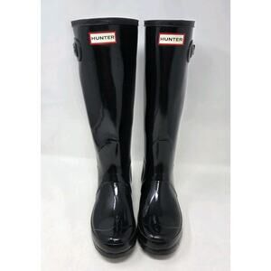 Hunter Original Tall Gloss Rain Boots Womens 7 US Black Waterproof Shiny